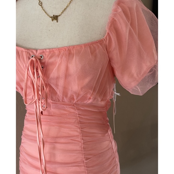 Mesh ruched cocktail & party dress - Picture 5 of 10